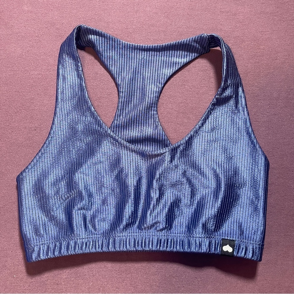 Booty by Brabants Sports Bra Top in Blue - Size XS/S Racerback Ribbed Texture